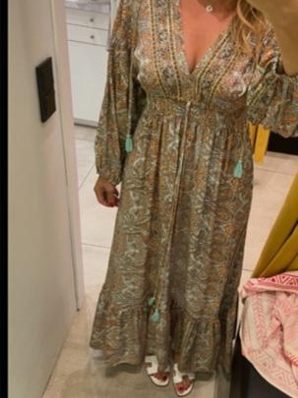 Bohemian style 100% Silk Maxi Dress - Picture 5 of 5